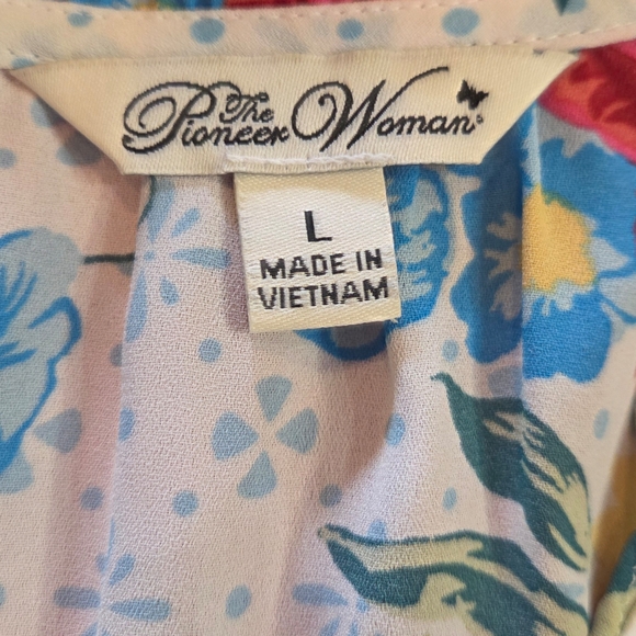 The Pioneer Woman Floral Blouse with Red and Yellow Accents - Picture 8 of 9